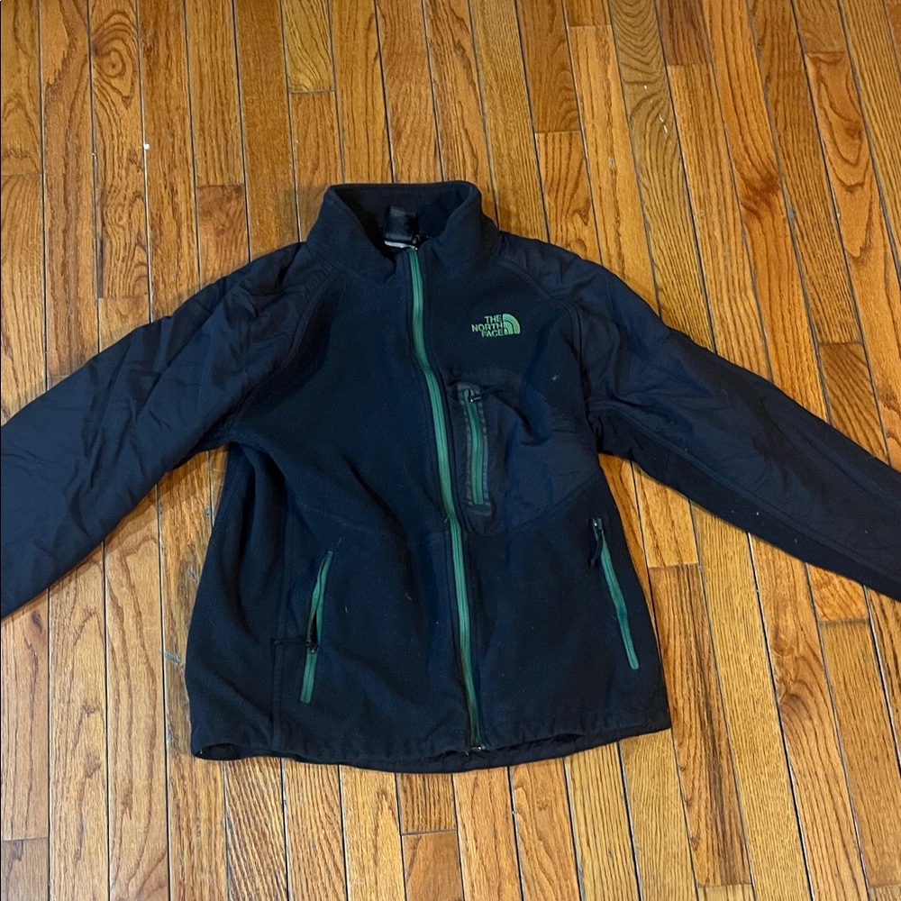 The North Face Black Jacket with Green Zippers